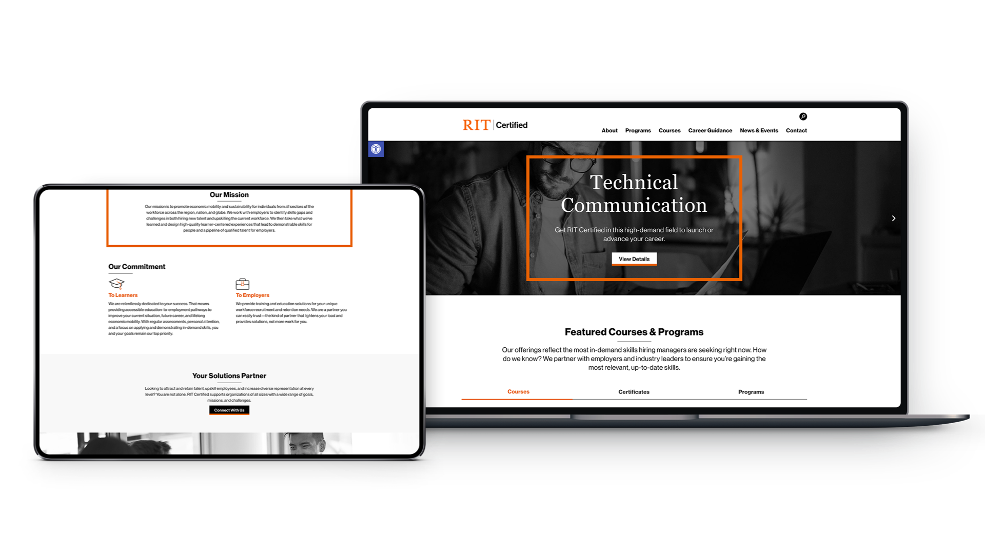 RIT Certified Website Mockup
